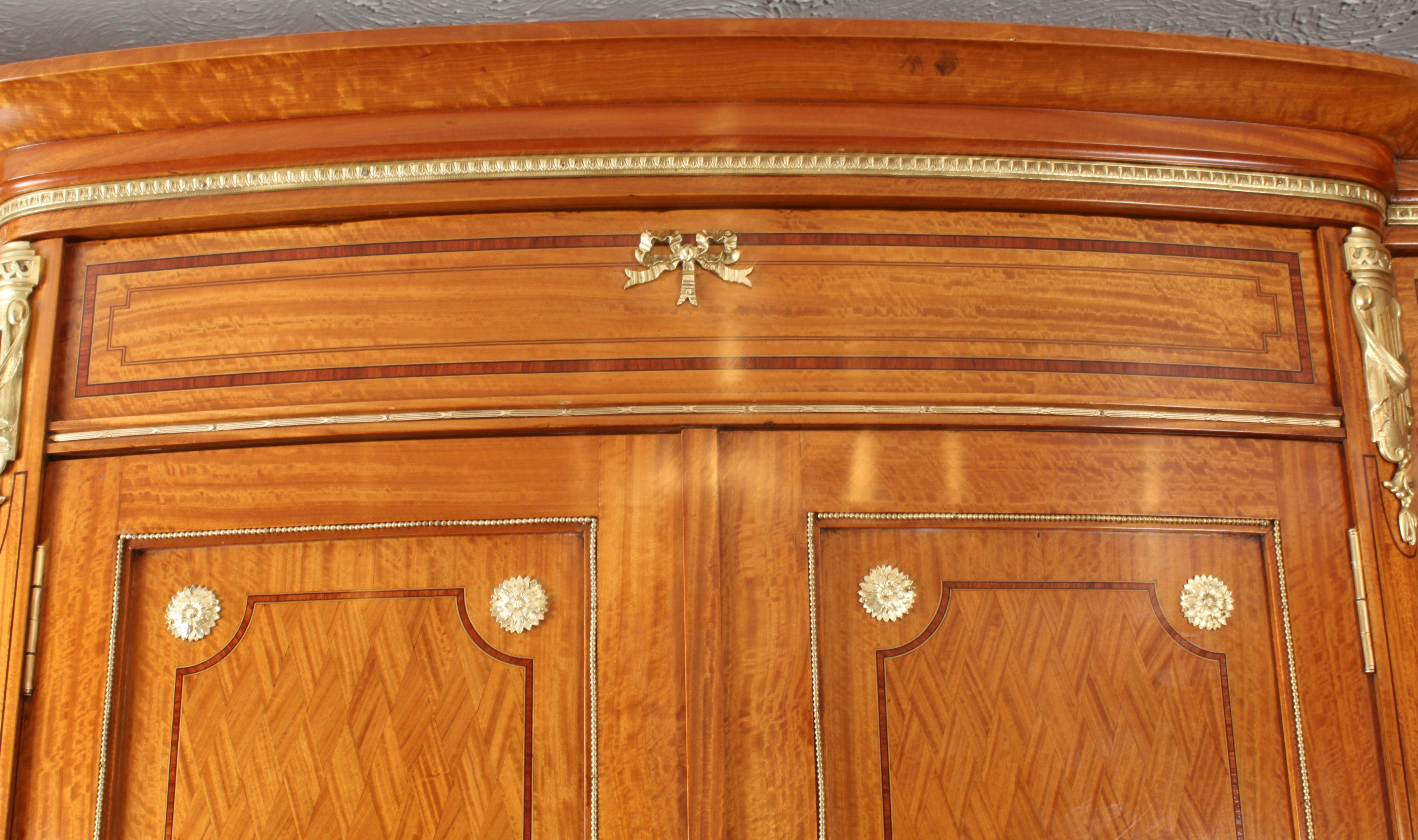 Antique French Satinwood & Ormolu Mounted Wardrobe 19th Century In Good Condition In London, GB