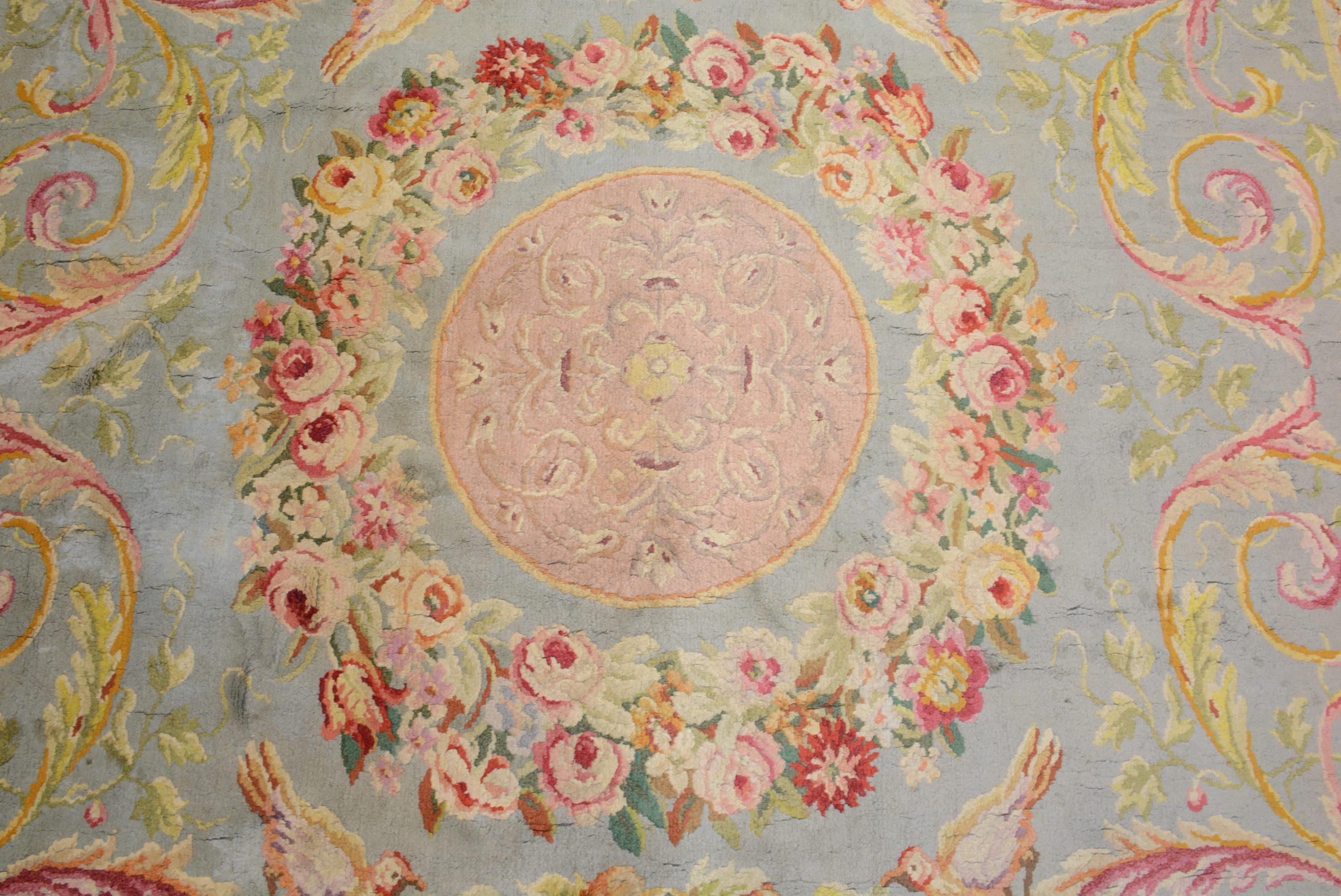 Aubusson Antique French Savonnerie Carpet For Sale