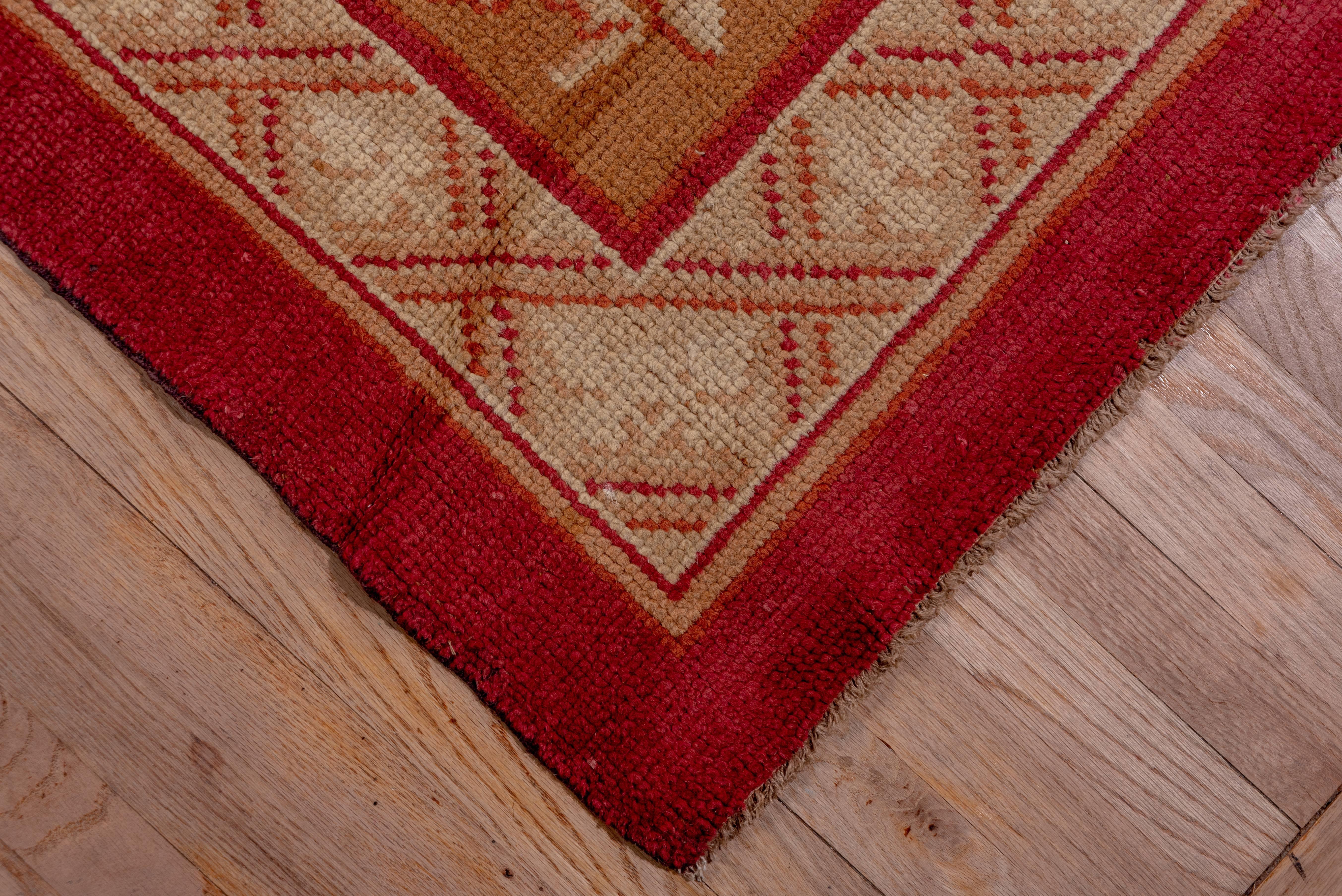 Hand-Knotted Antique French Savonnerie Carpet, Red Field For Sale