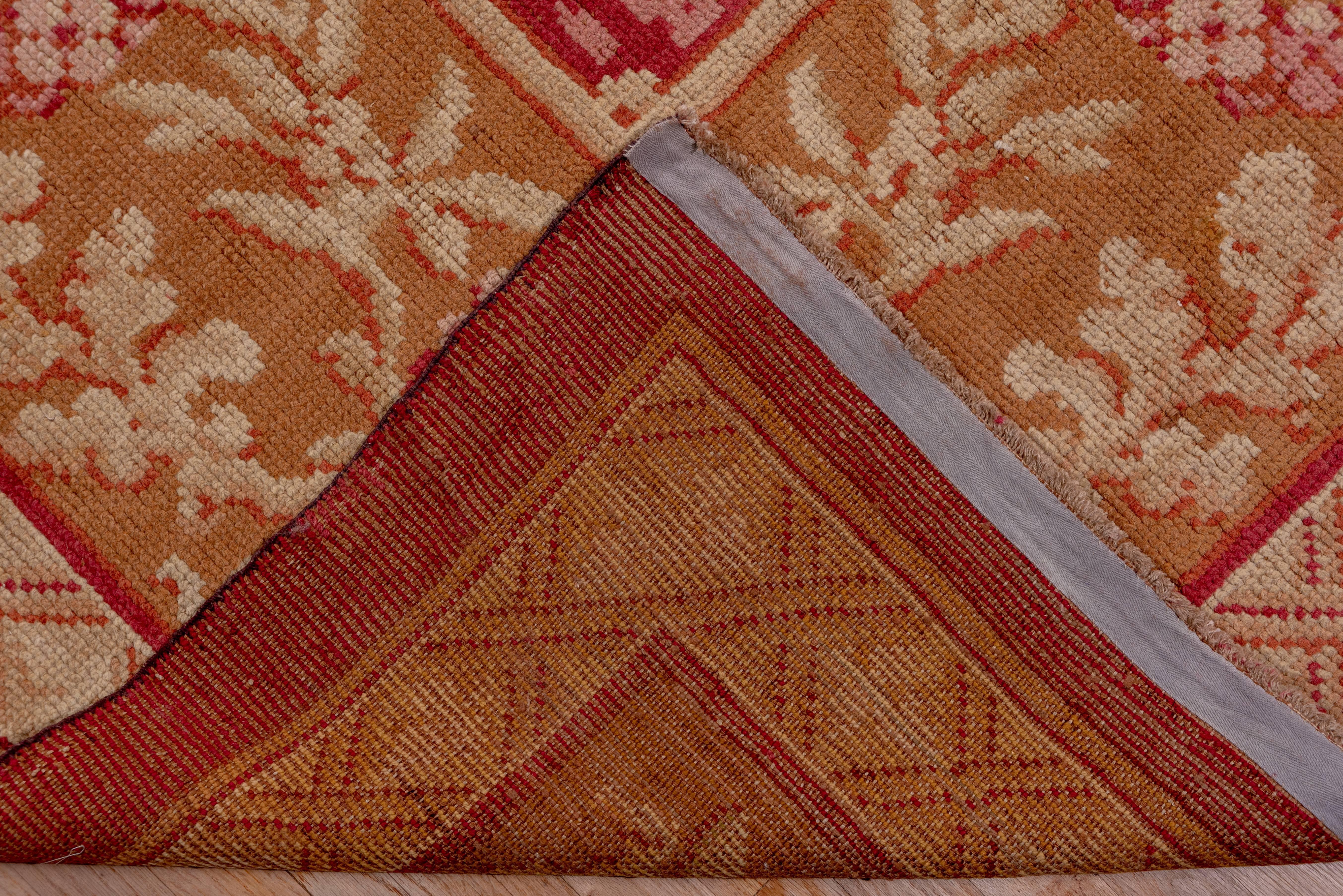 Antiker französischer Savonnerie-Teppich, rotes Feld (Handgeknüpft) im Angebot