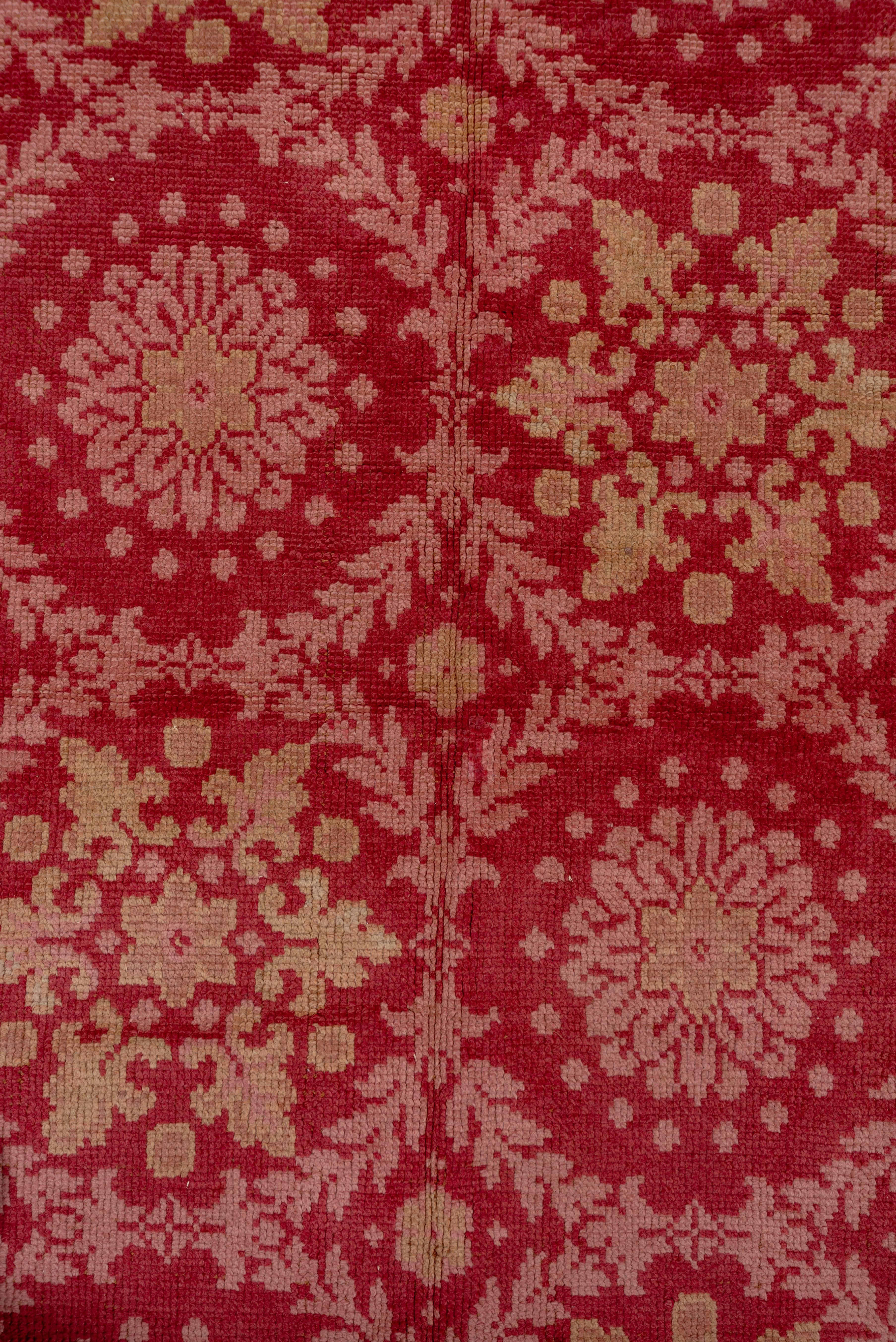 20th Century Antique French Savonnerie Carpet, Red Field For Sale