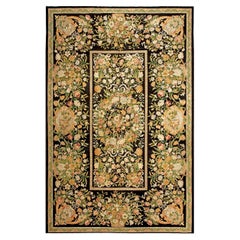 Early 20th Century French Savonnerie Botanic Handmade Wool Rug