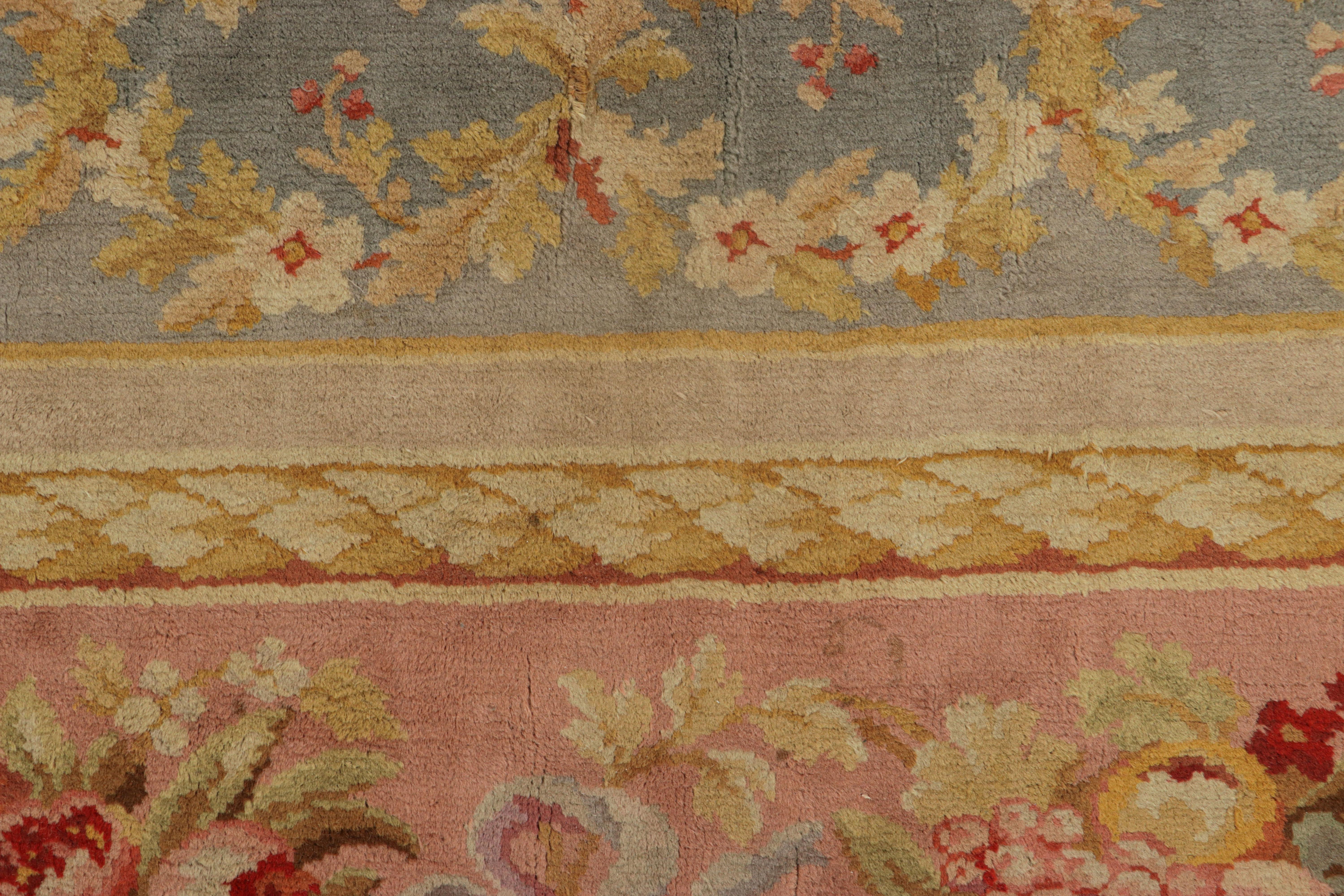 Hand-knotted in wool and originating in France circa 1875-1900, this 12x14 Antique French Savonnerie rug in the Neoclassical style is a rare masterpiece from Rug & Kilim’s European rug collection. 

On the Design: 

Keen eyes will admire the mellow