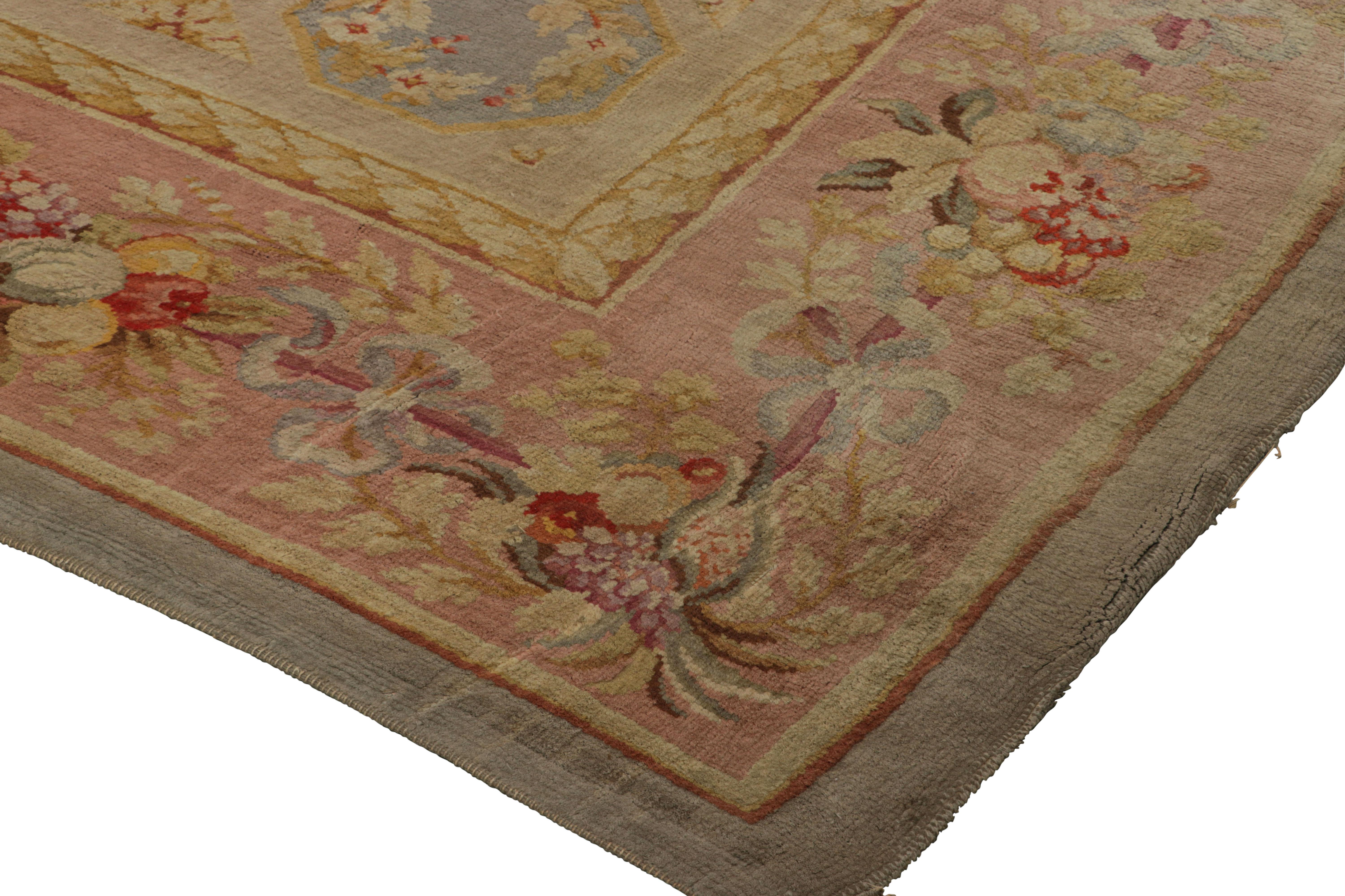 Late 19th Century Antique French Savonnerie Rug with Floral Medallion - Rug & Kilim For Sale