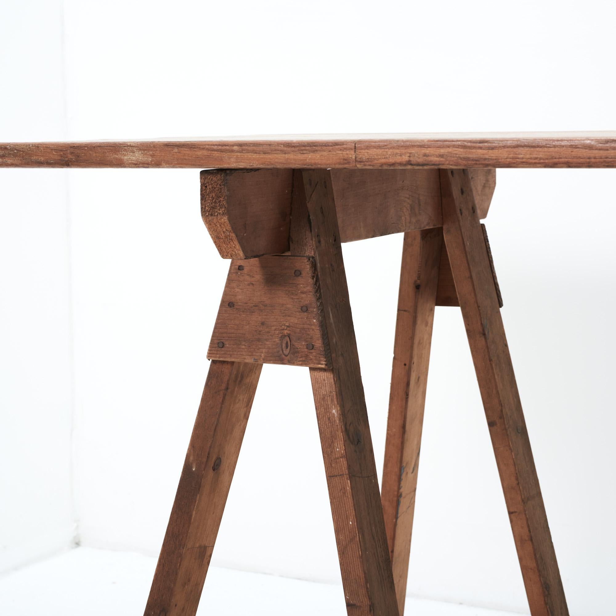 Antique French Sawhorse Table In Good Condition In New York, NY