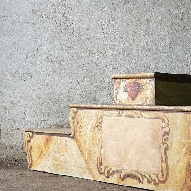 Antique French Scagliola Faux-Marble Catholic Church Altar Shelf, Early 20th C. In Good Condition In Bristol, GB