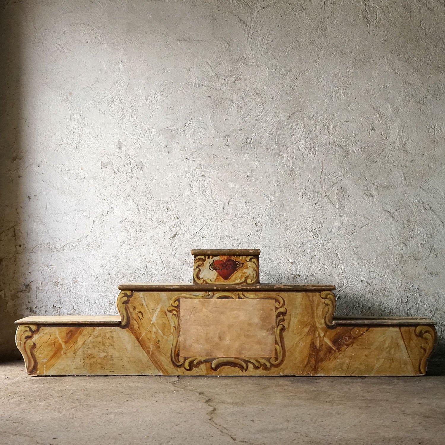 Antique French Scagliola Faux-Marble Catholic Church Altar Shelf, Early 20th C. 2