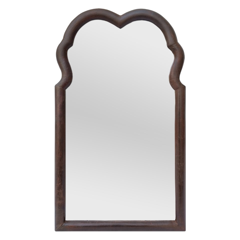 Antique French Scalloped Wood Mirror, circa 1890 For Sale