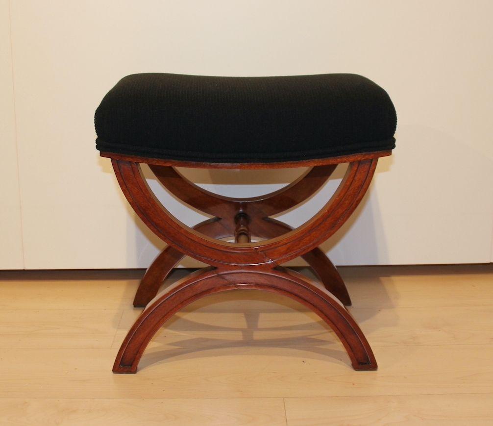 Neoclassical Antique French Scissors Stool, Solid Mahogany, France, circa 1860
