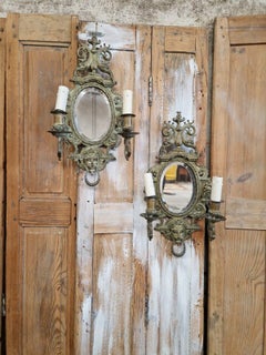Antique French Sconces Pair of Bronze Wall Lights