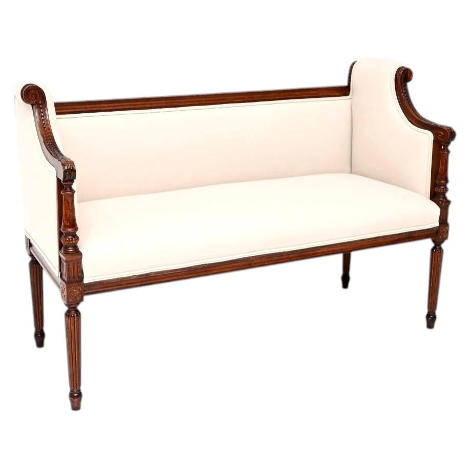 Antique French Scroll End Settee