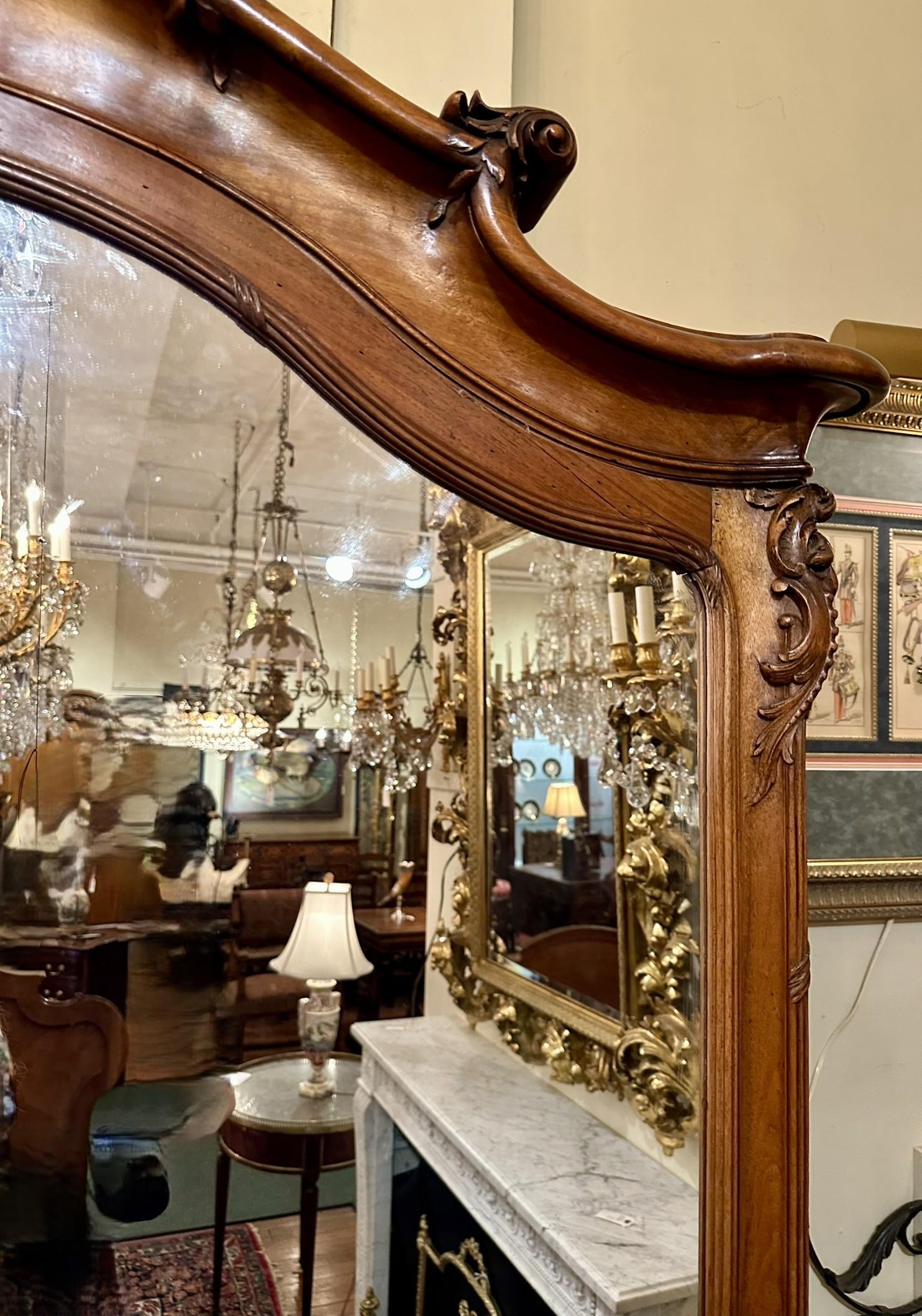 Antique French Sculpted Walnut & Mirrored Armoire Signed 