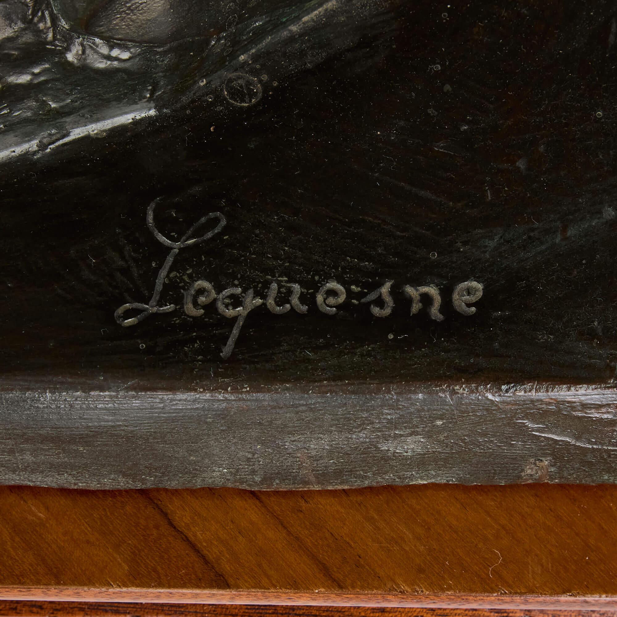 Antique French Skulptur Patinated Bronze Zwei Schicksale Barbedienne Lequesne im Angebot 1