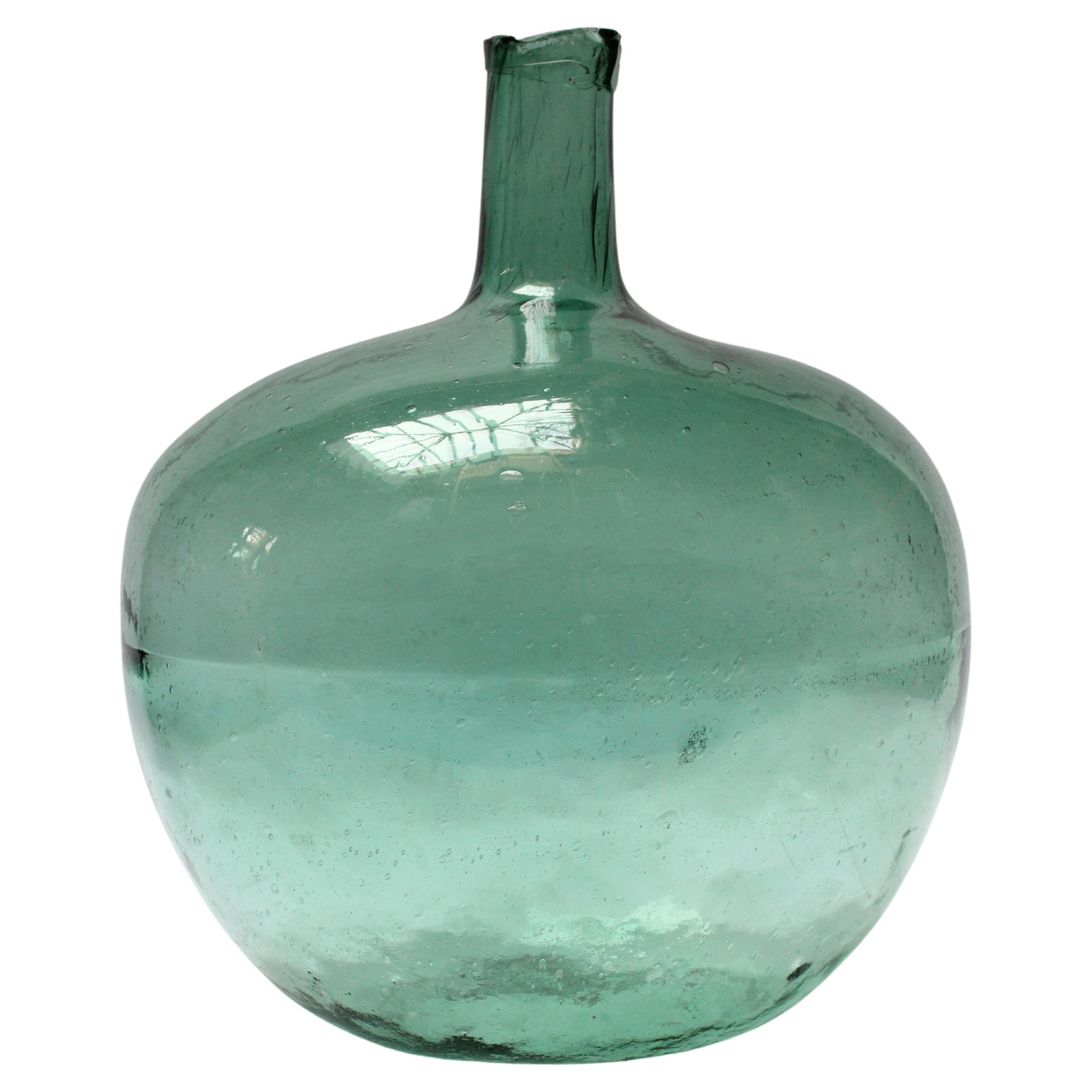 Large Antique French Glass Demijohn Bottles - Cylinder Shape