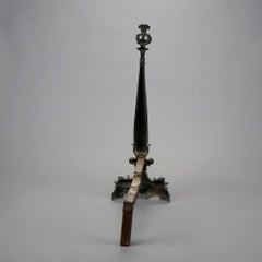Antique French Second Empire Figural Bronze Andirons with Dolphin Finials 19thC