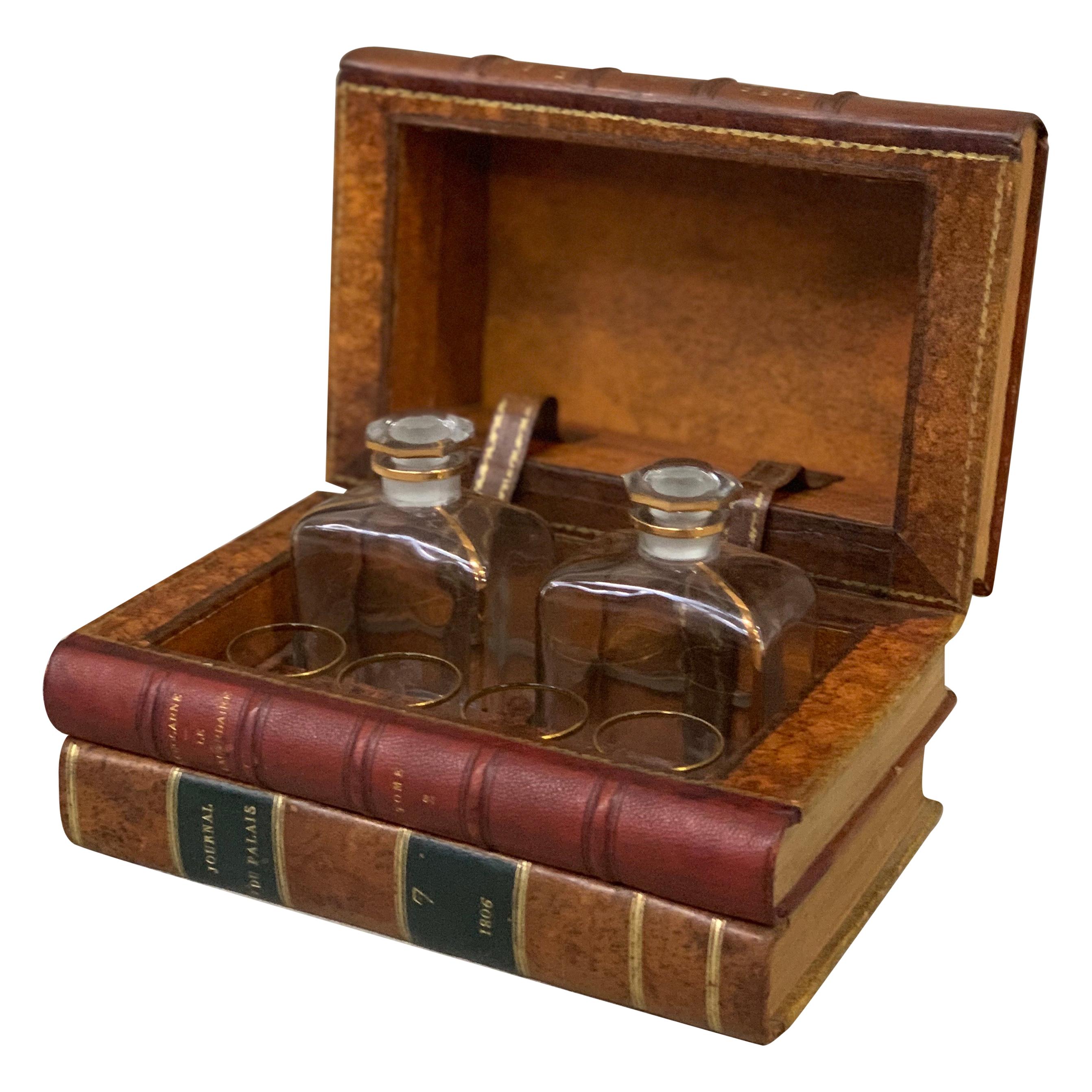 Antique French Secret Book Liquor Cabinet