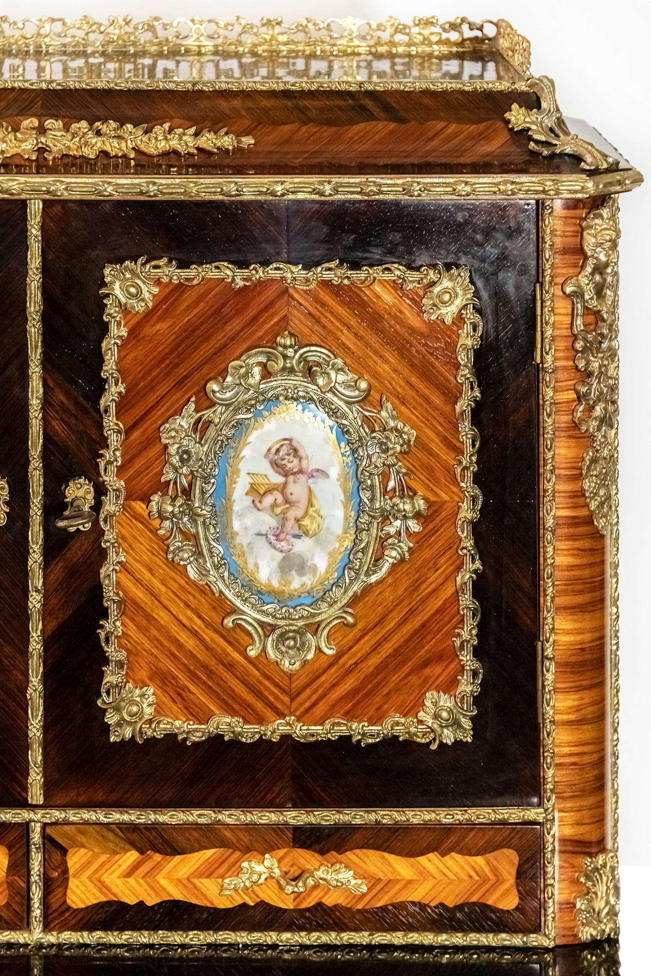 19th Century Antique French Secretaire with Sèvres Porcelain