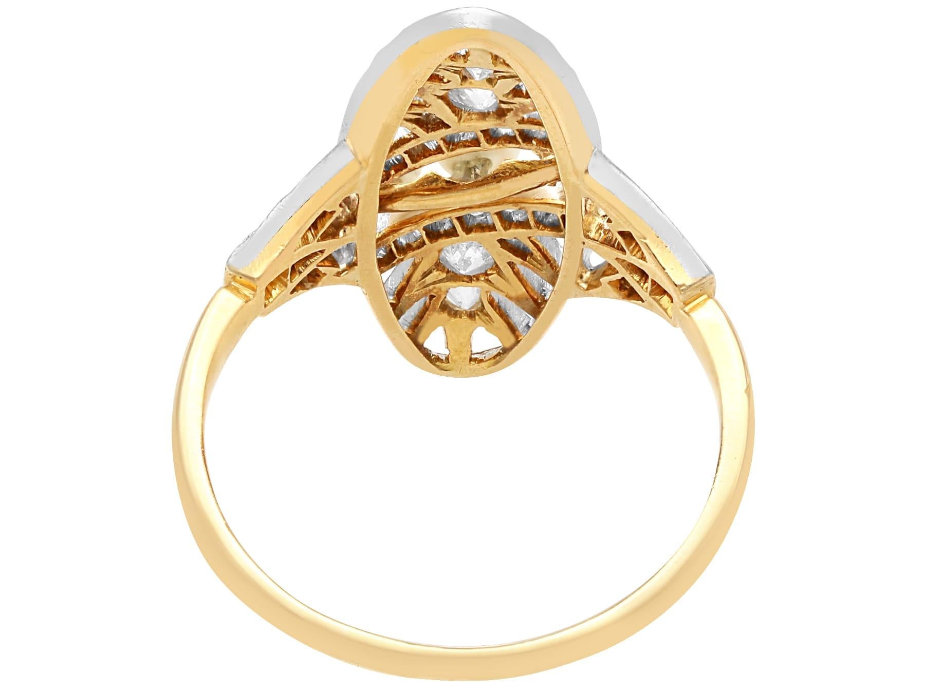 Antique French Seed Pearl and Diamond Yellow Gold Cocktail Ring In Excellent Condition For Sale In Jesmond, Newcastle Upon Tyne