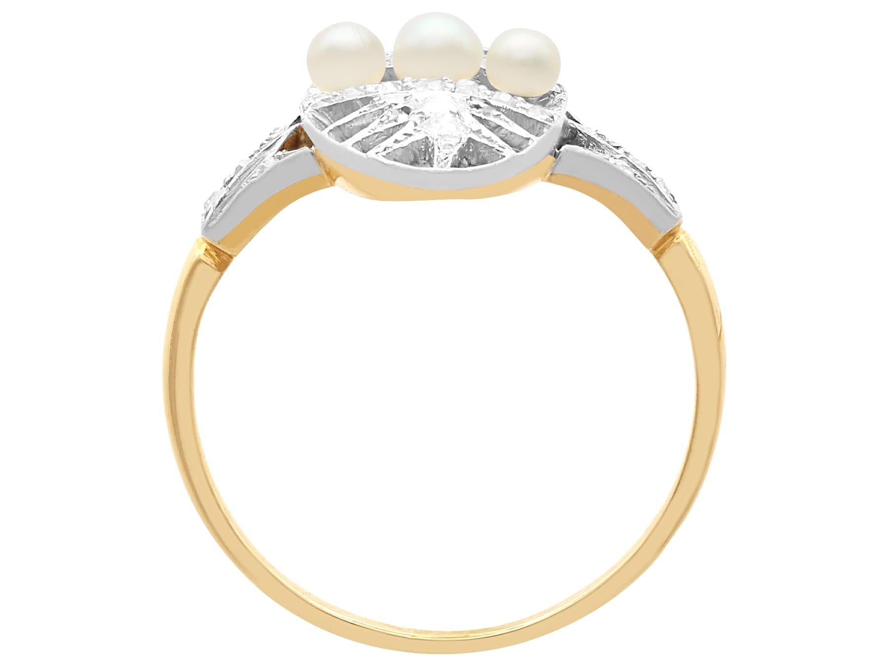 Women's Antique French Seed Pearl and Diamond Yellow Gold Cocktail Ring For Sale