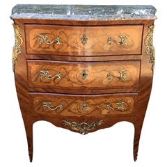 Antique French Serpentine Bombe Commode / Chest Of Drawers