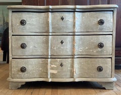 Antique French Serpentine Front Three Drawer Chest