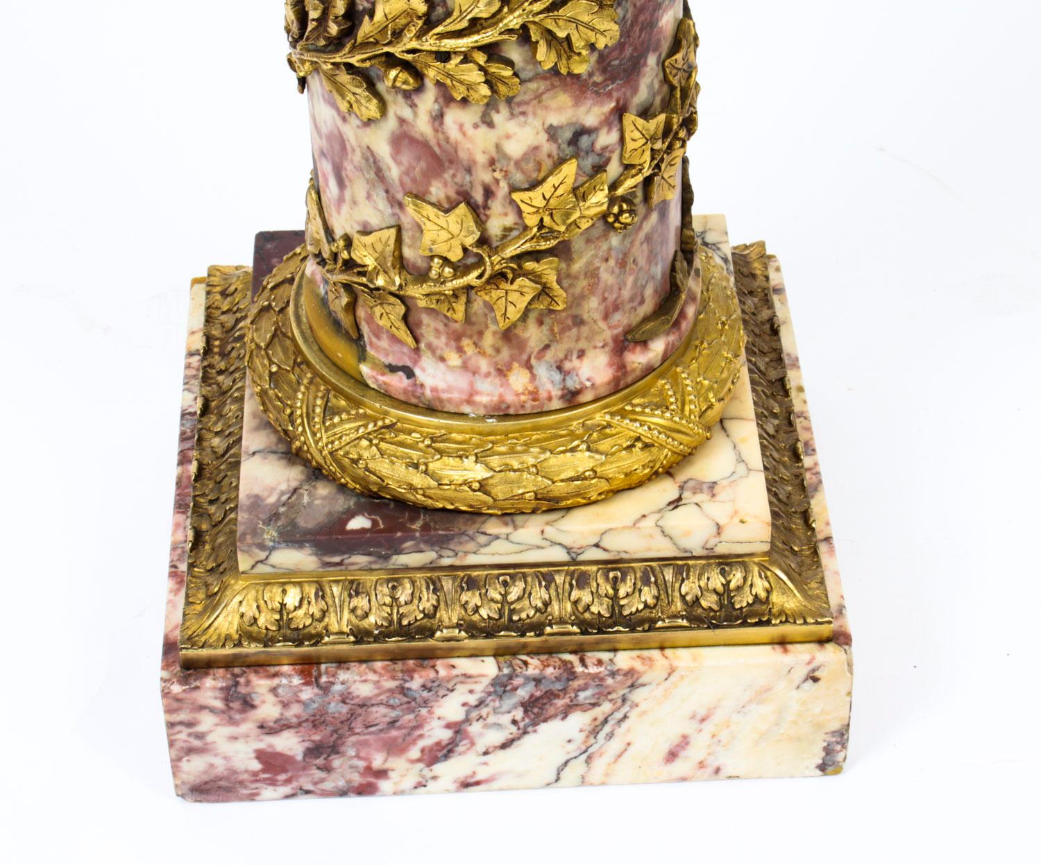 Antique French Serpentine Marmo Viola Ormolu Marble Pedestal, 19th Century 5