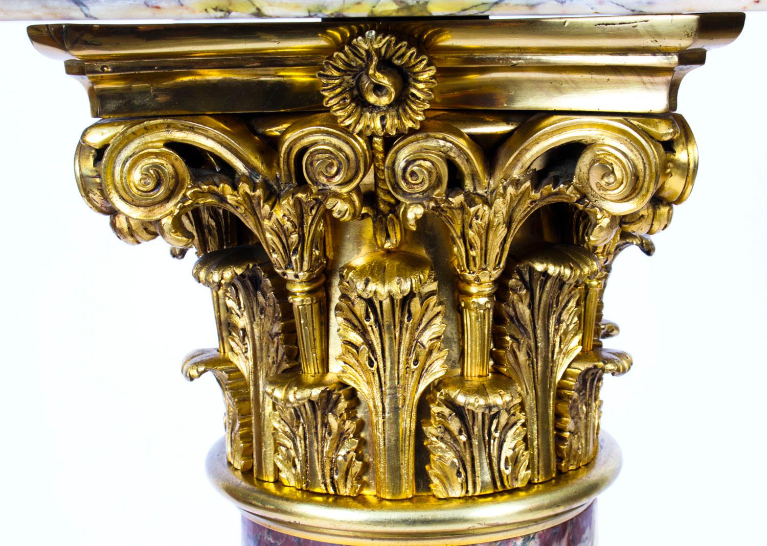 Antique French Serpentine Marmo Viola Ormolu Marble Pedestal, 19th Century 1