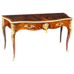 Antique French Serpentine Marquetry Console / Serving / Side Table, 19th Century