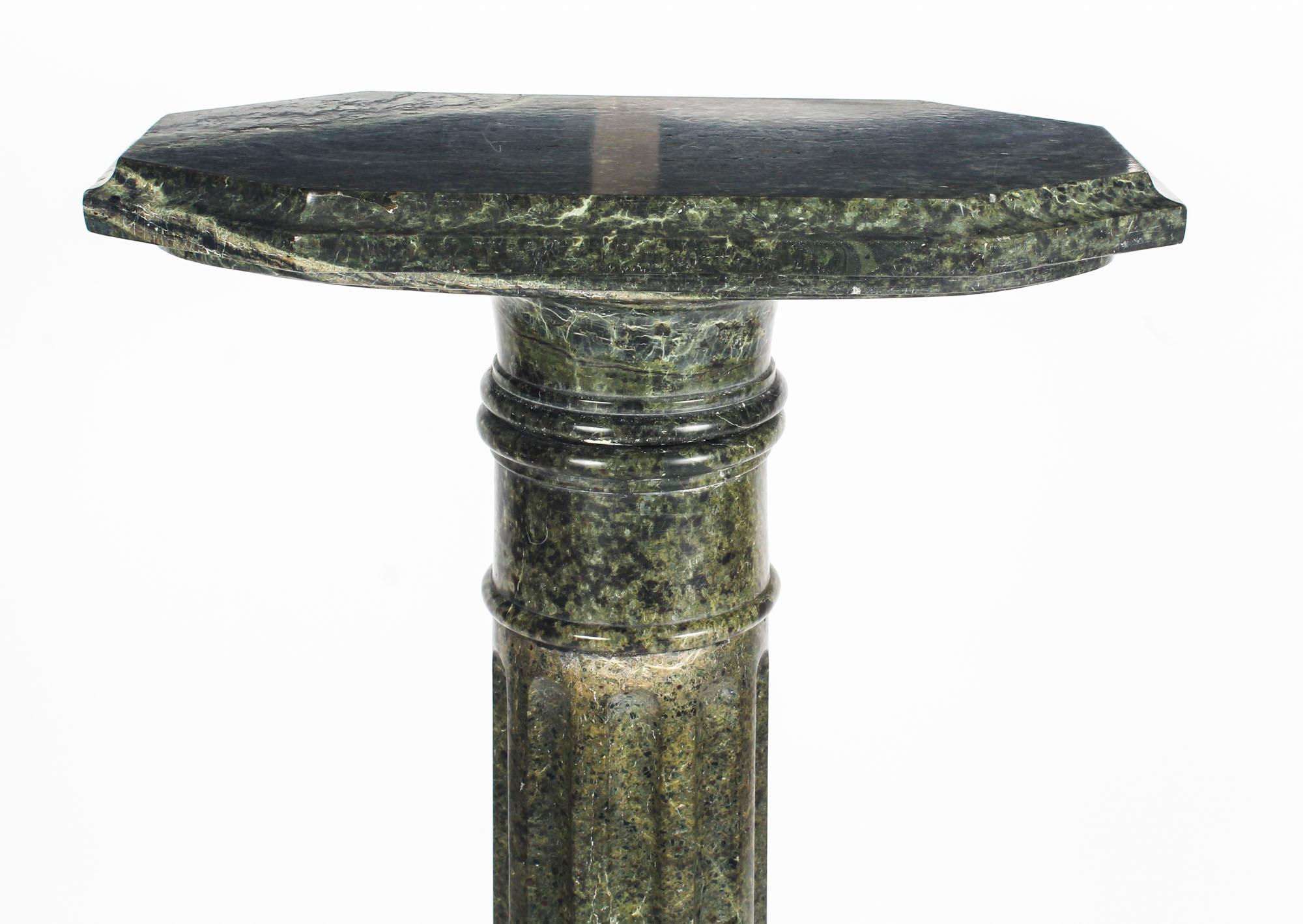 Antique French Serpentine Verde Antico Marble Pedestal 19th Century 2