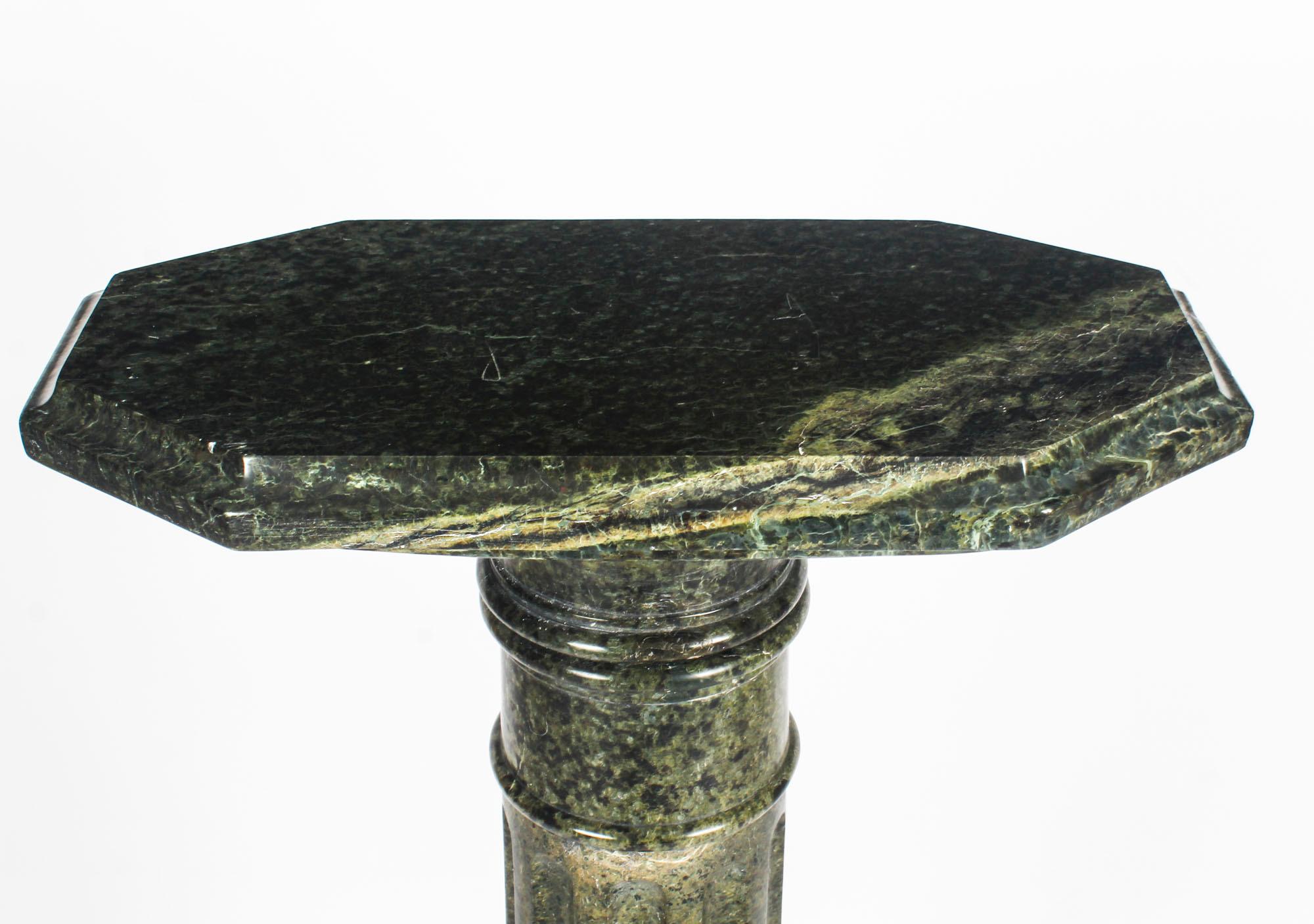 Antique French Serpentine Verde Antico Marble Pedestal 19th Century 4