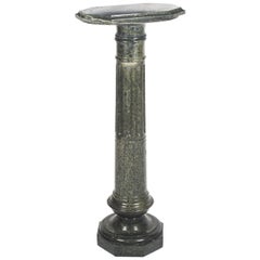 Antique French Serpentine Verde Antico Marble Pedestal 19th Century