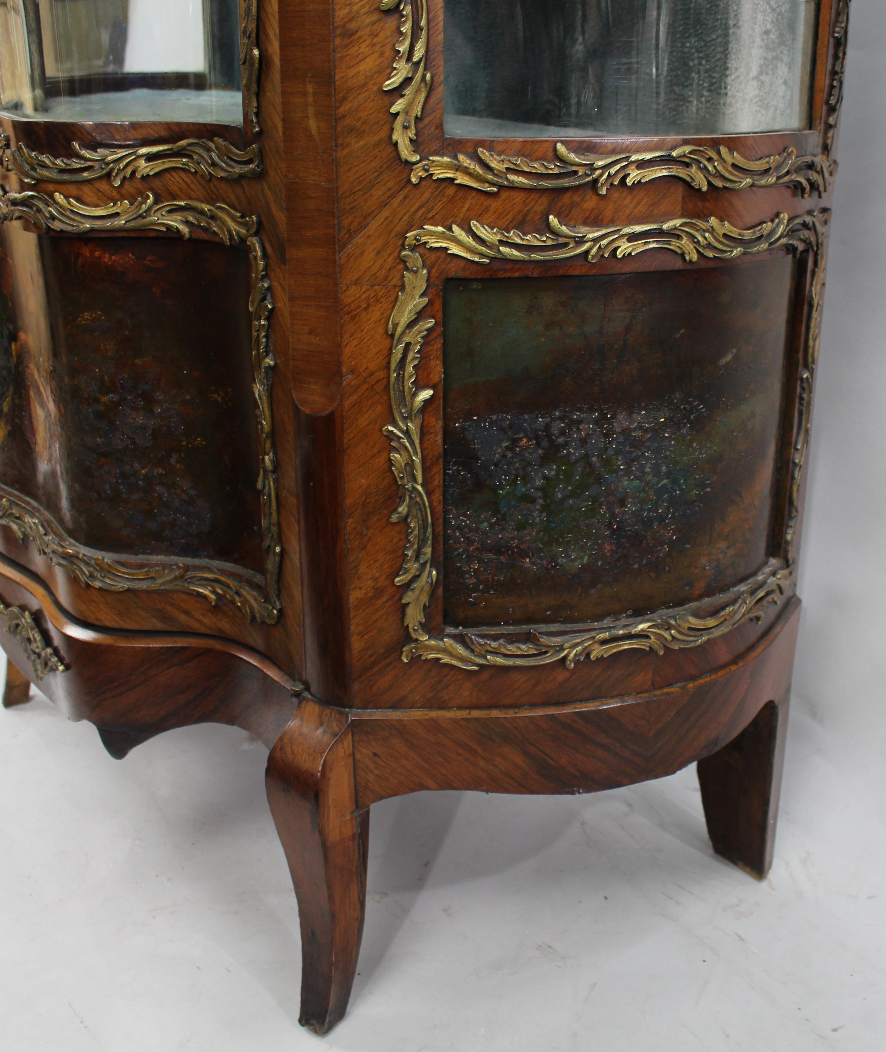 Antique French Serpentine Vernis Martin Display Cabinet For Sale 7