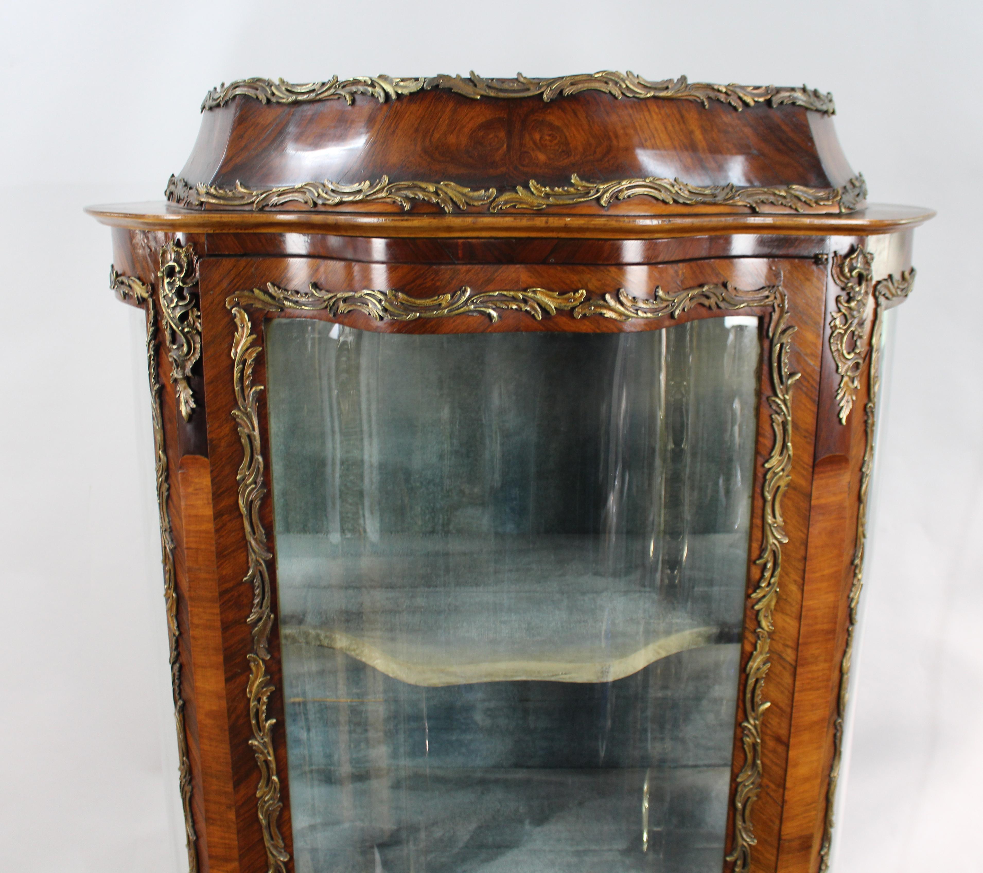 19th Century Antique French Serpentine Vernis Martin Display Cabinet For Sale