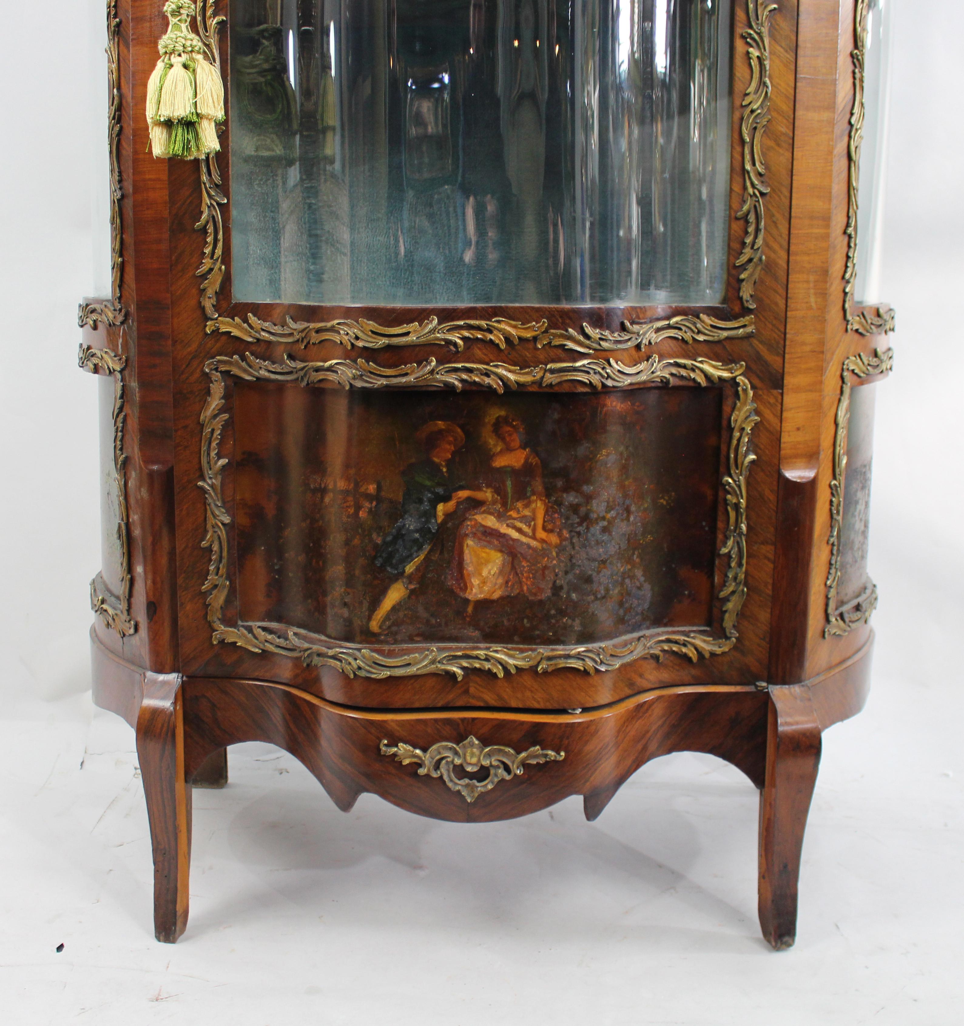 Antique French Serpentine Vernis Martin Display Cabinet For Sale 2