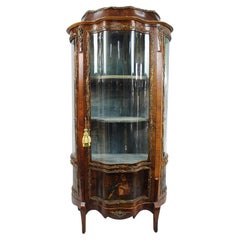 Antique French Serpentine Vernis Martin Display Cabinet