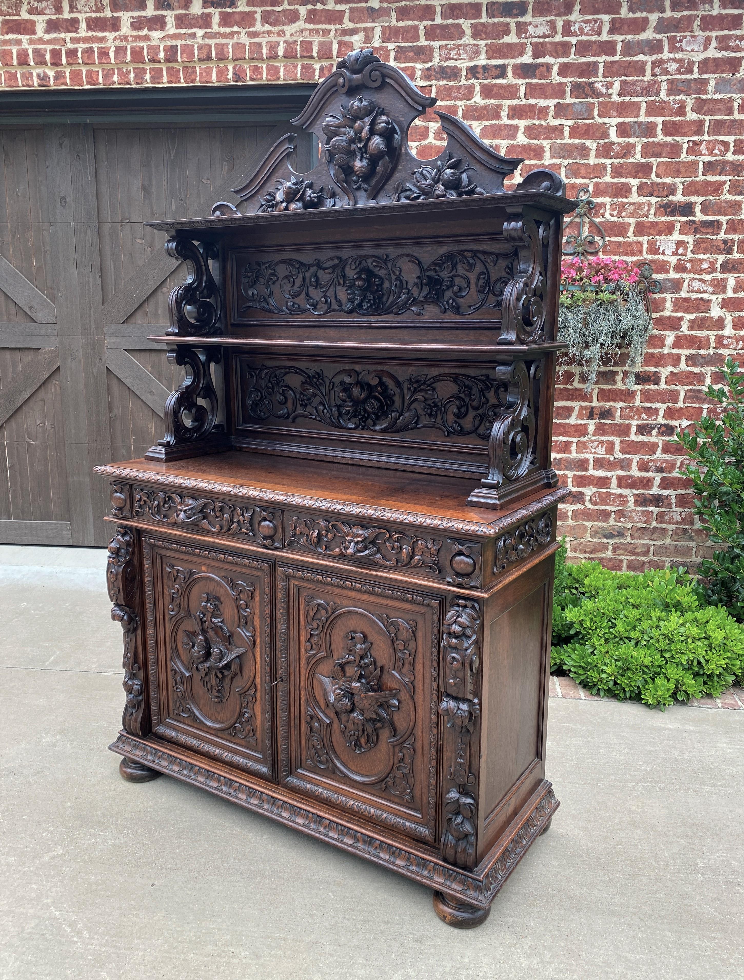 Antique French Server Buffet Sideboard Cabinet 3-Tier Black Forest Oak 19th C 2