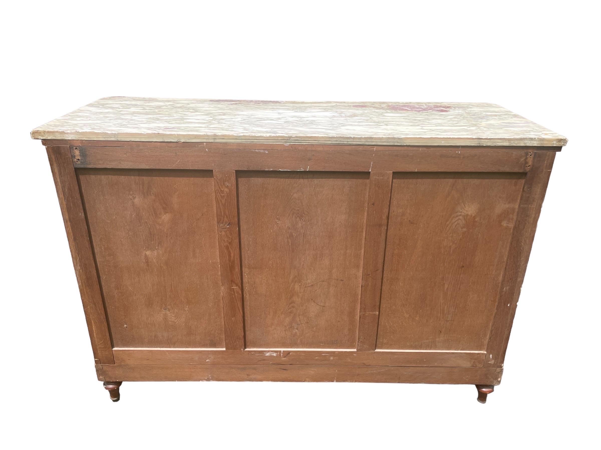 Antique French Server Burlwood With Inlaid Marble Top and Bronze Mounts 1920s 4