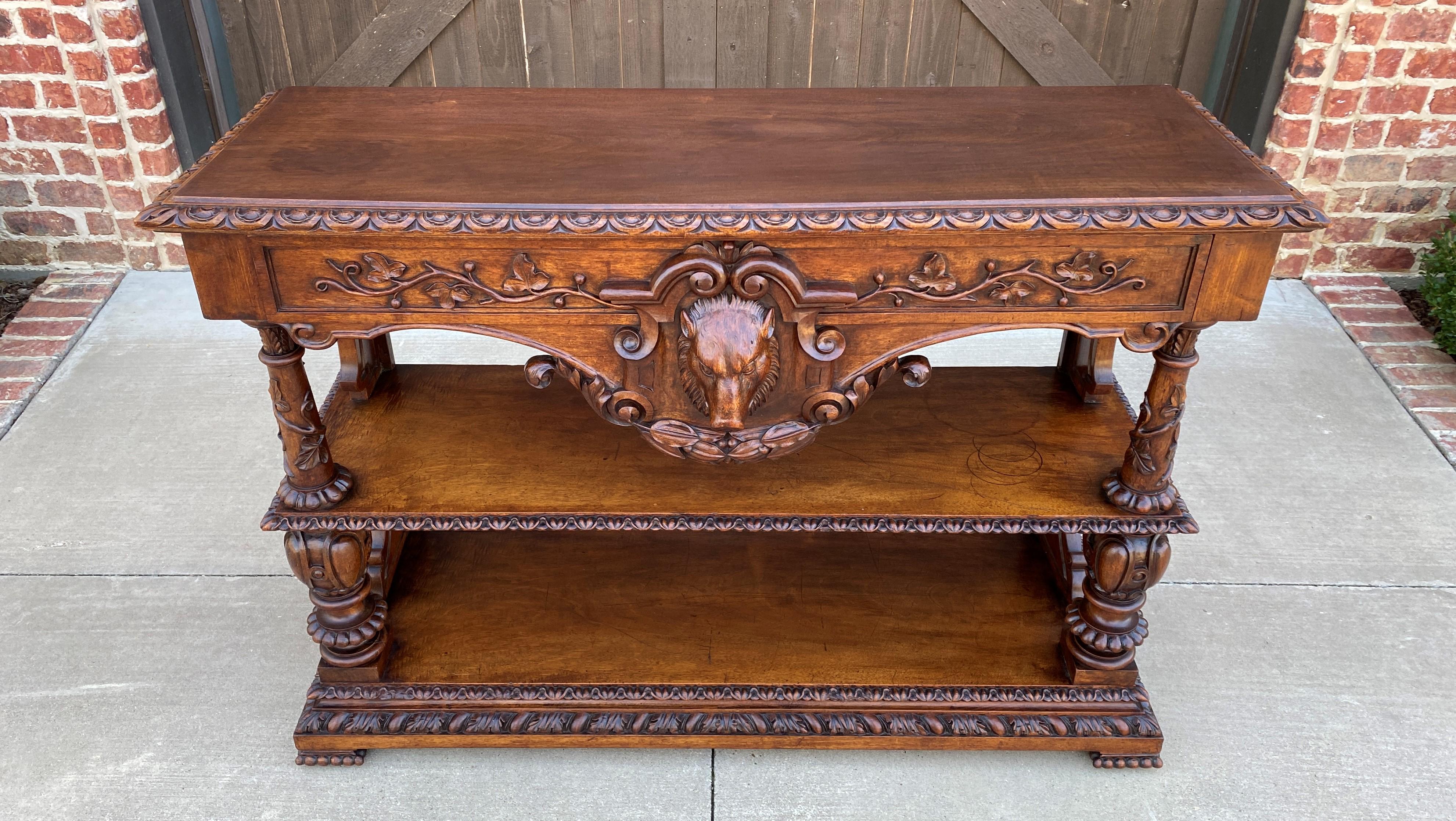 Antique French Server Console Table Sideboard Walnut Boars Head Mask Sofa Table 6