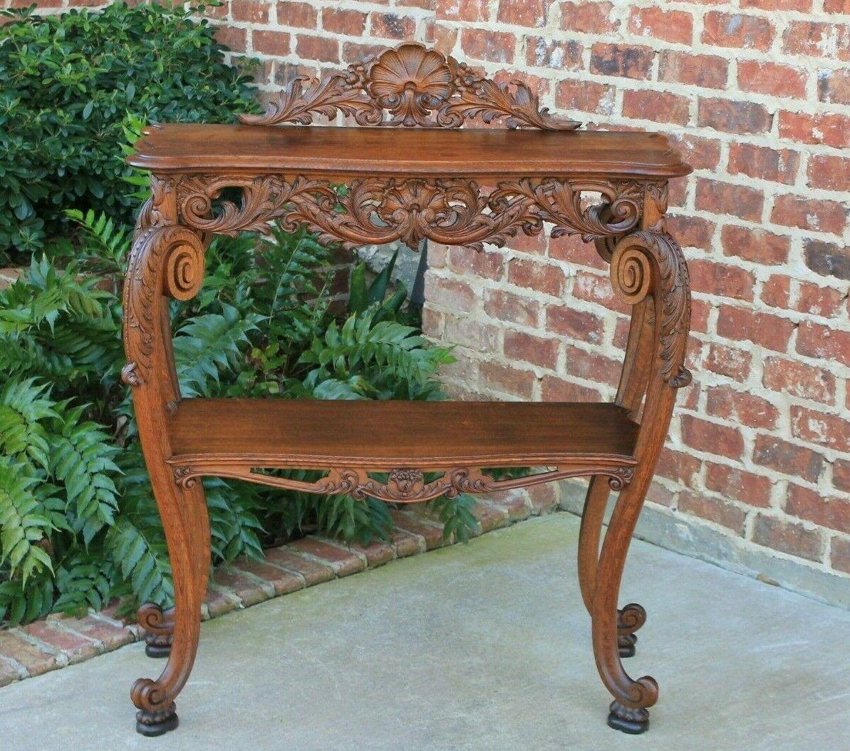 Antique French Server Dessert Table 2-Tier Sideboard Console Sofa Table Oak 7