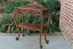 Antique French Server Dessert Table 2-Tier Sideboard Console Sofa Table Oak