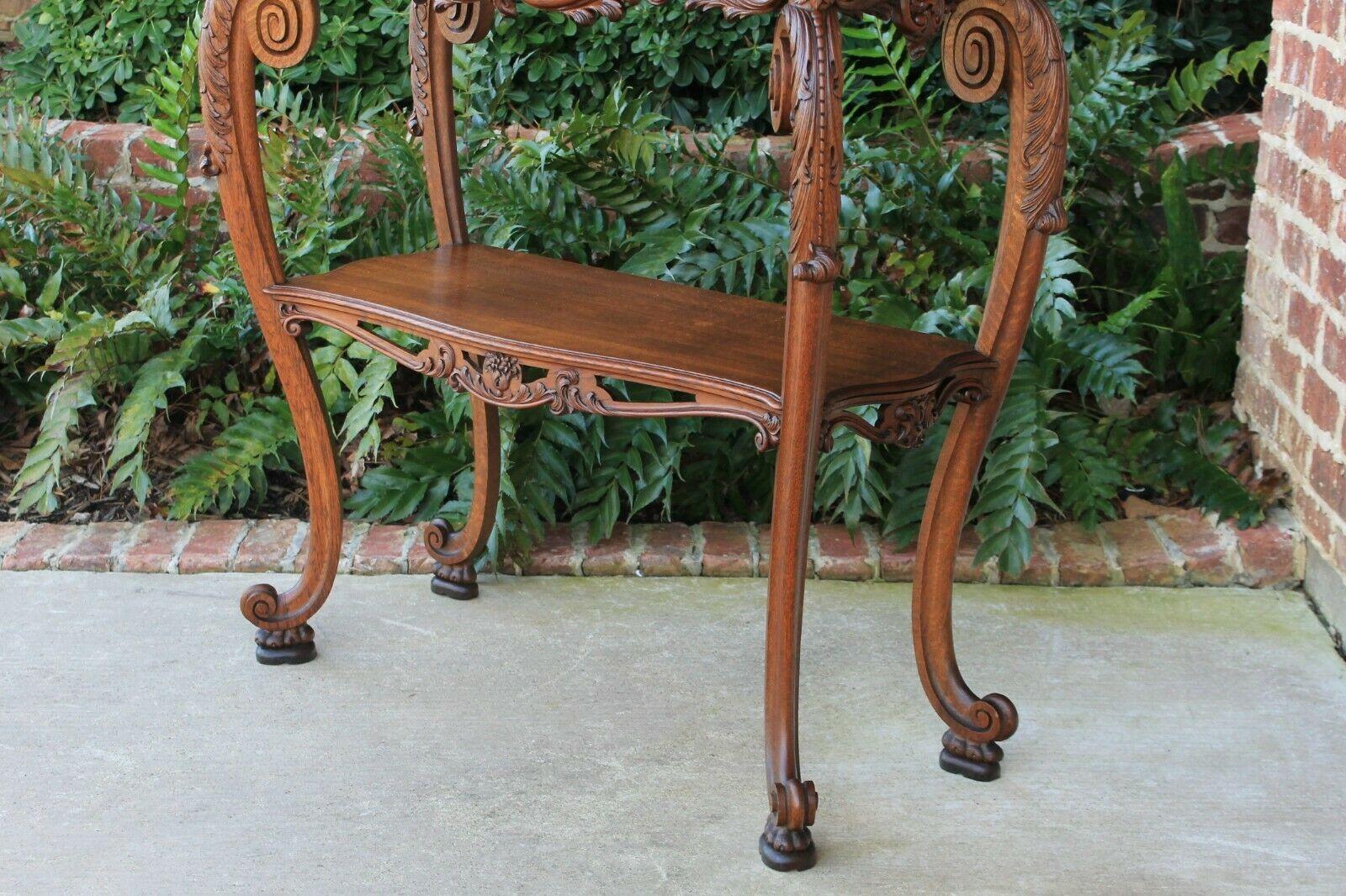 Carved Antique French Server Dessert Table 2-Tier Sideboard Console Sofa Table Oak