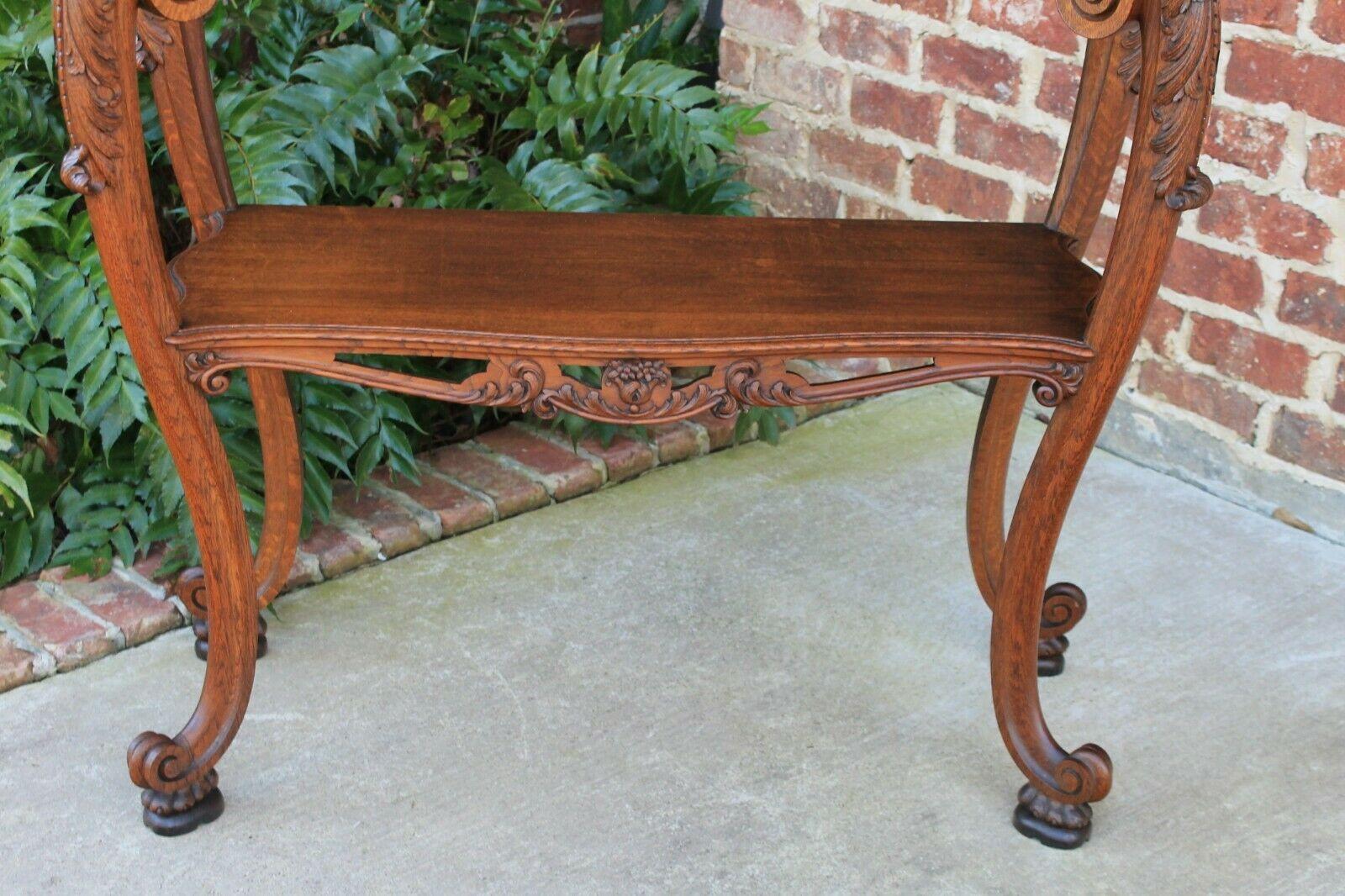 Late 19th Century Antique French Server Dessert Table 2-Tier Sideboard Console Sofa Table Oak