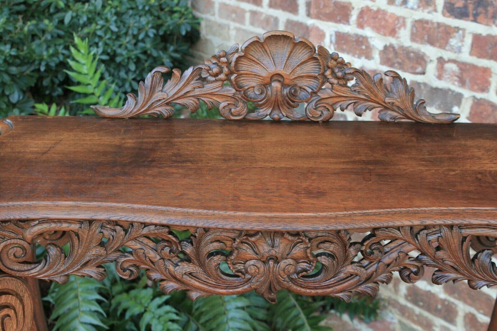 Antique French Server Dessert Table 2-Tier Sideboard Console Sofa Table Oak 1