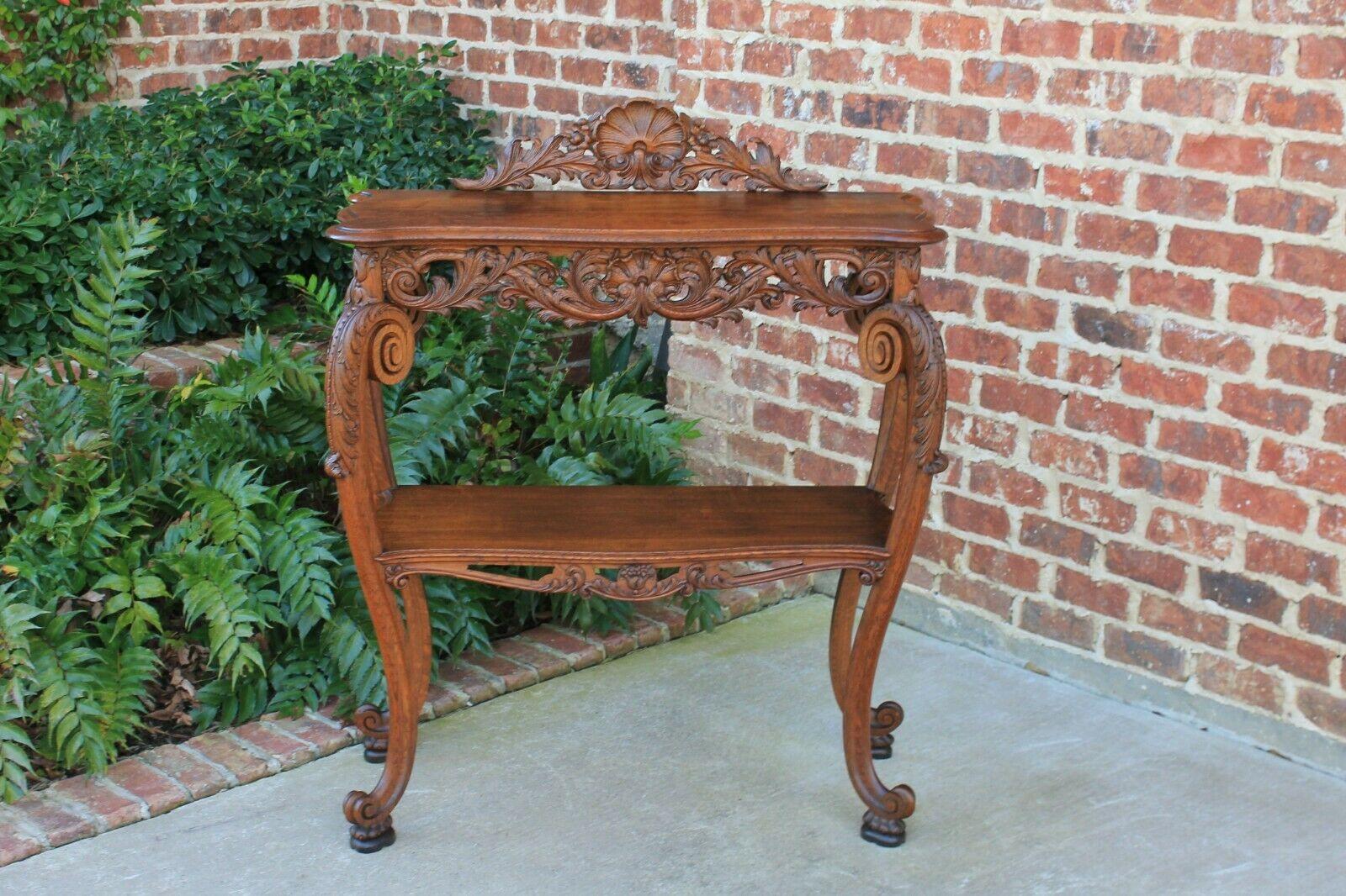 Antique French Server Dessert Table 2-Tier Sideboard Console Sofa Table Oak 3