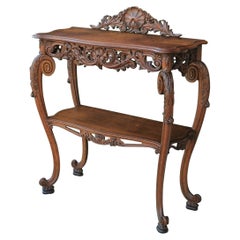 Antique French Server Dessert Table 2-Tier Sideboard Console Sofa Table Oak