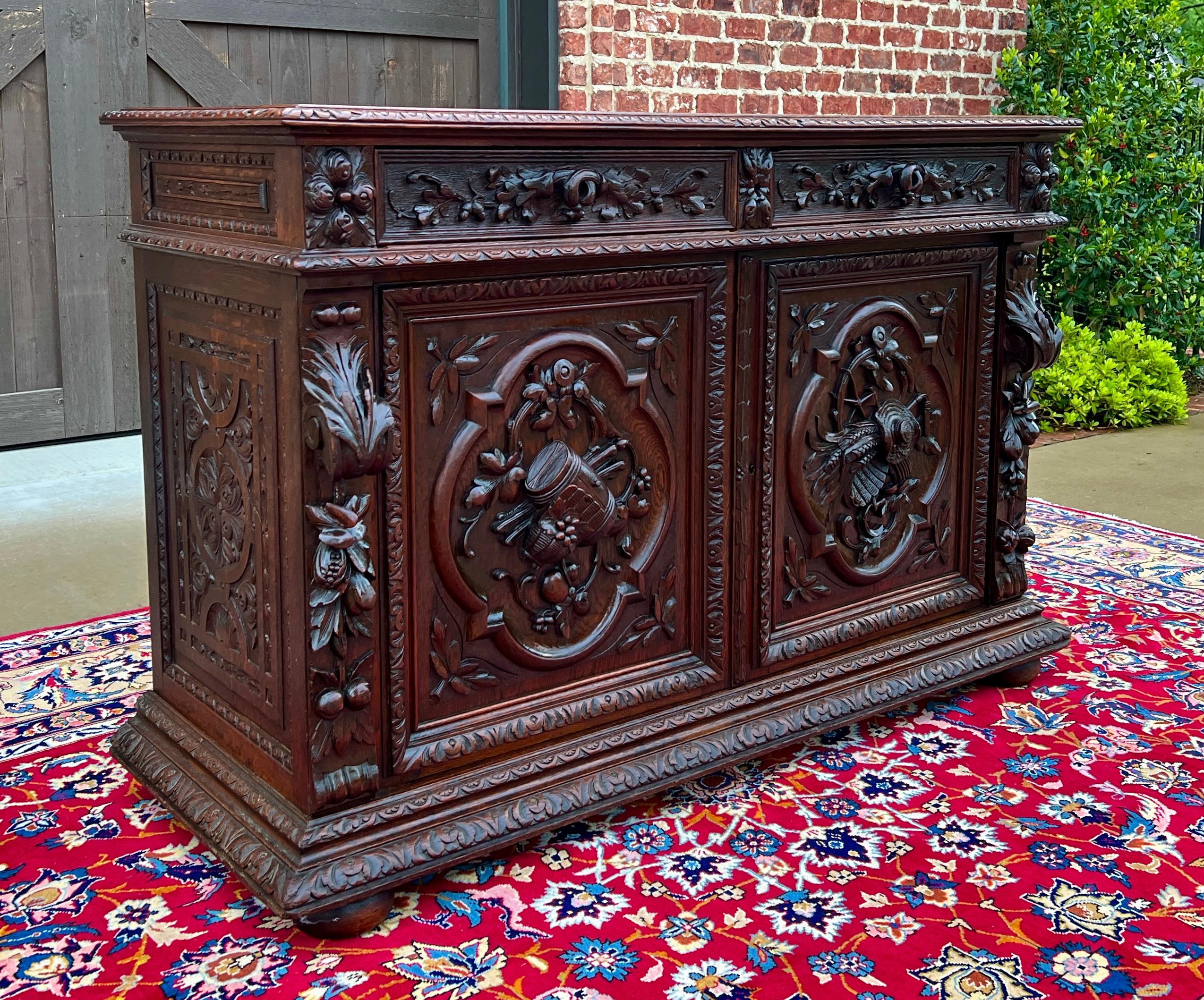 SUPERB 19th Century Antique French  HIGHLY CARVED Oak 