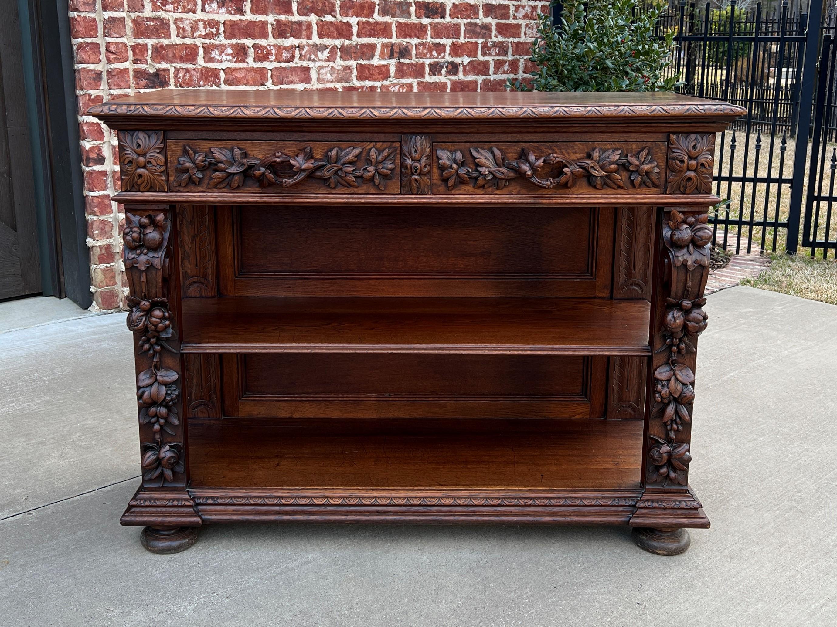 Antique French Server Sideboard Console Sofa Table 3-Tier Drawers Carved Oak 19c For Sale 6