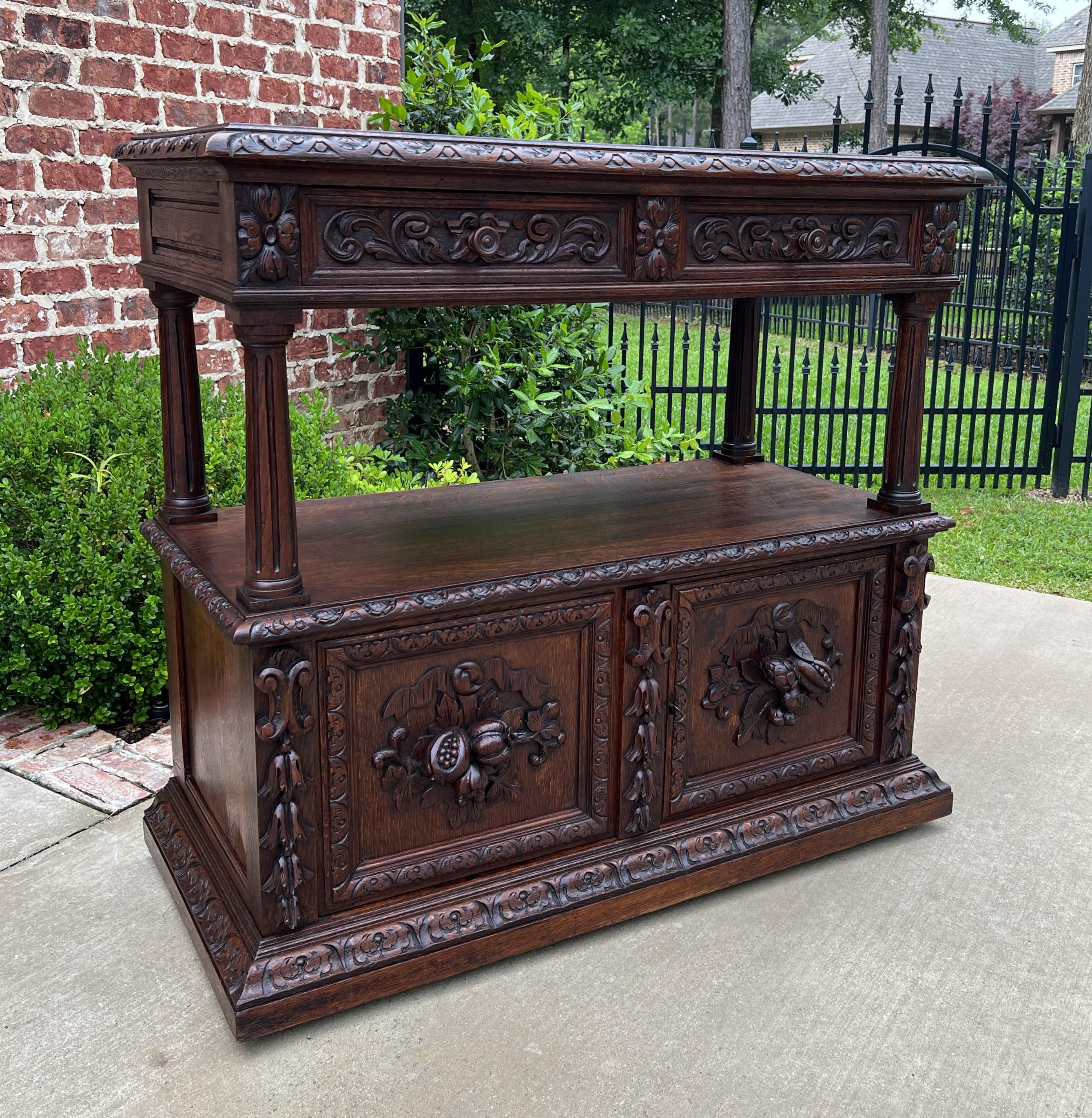 BEAUTIFUL Antique French Renaissance Revival Carved Oak 2-Tier Sideboard/Server, Console or Sofa Table~~c. 1880s

Superbly carved antique French Renaissance Revival oak sideboard or server~~so versatile~~could be used as an entry hall or foyer