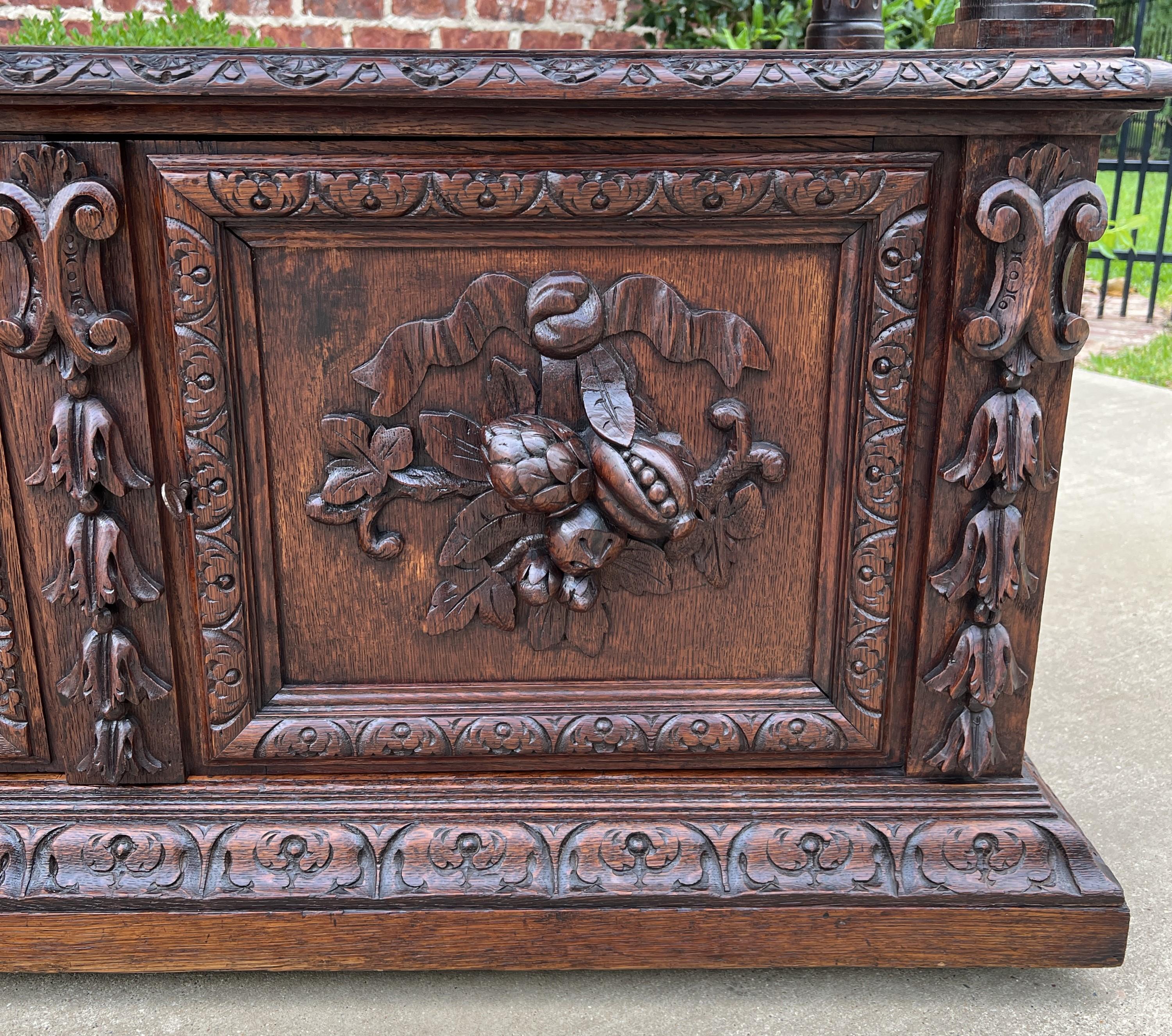 Antique French Server Sideboard Console Sofa Table Cabinet 2-Tier Drawers Oak For Sale 2