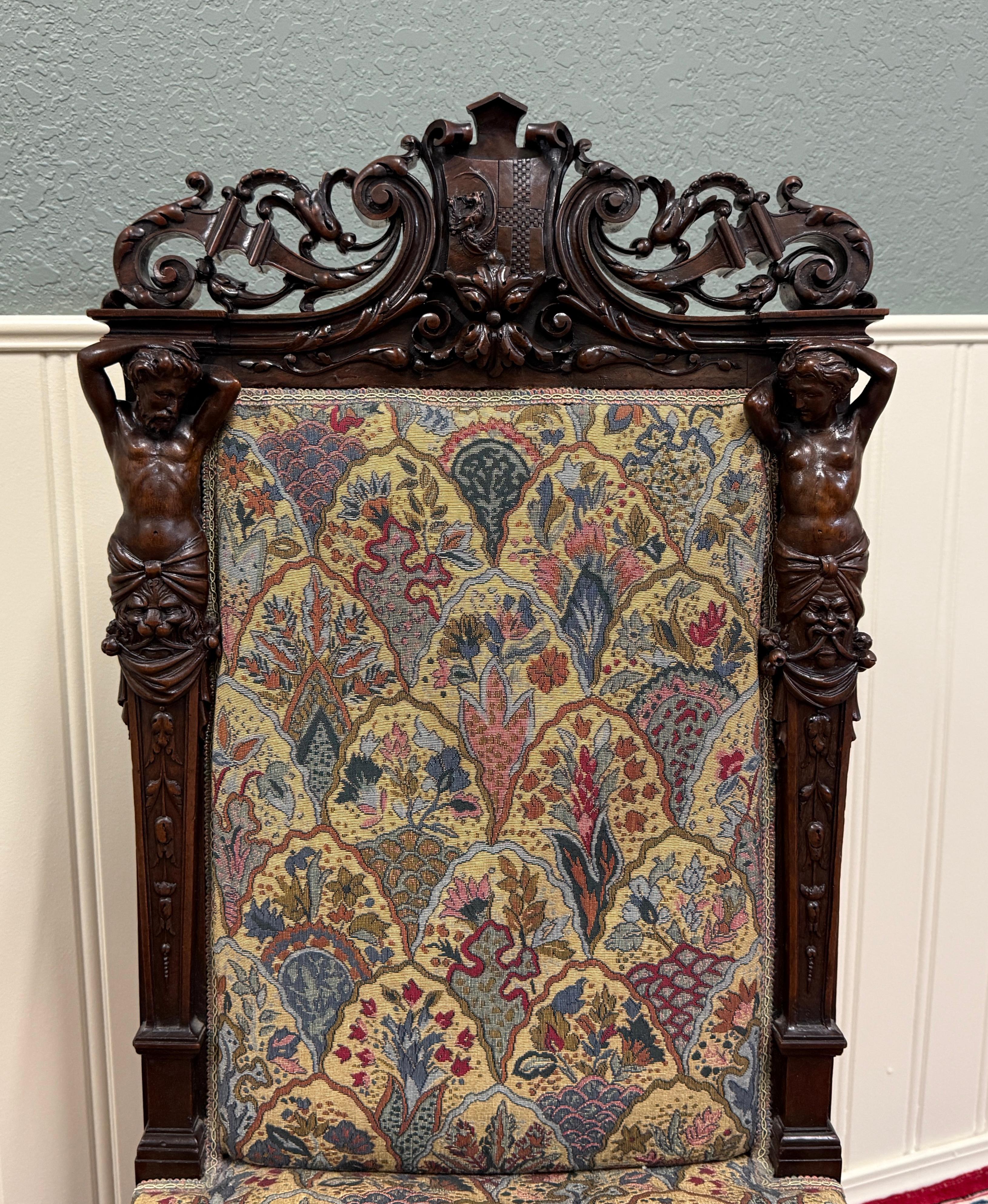 Antique French SET DI 8 sedie da pranzo imbottite e intagliate in noce del XIX secolo EXQUISITE in vendita 2